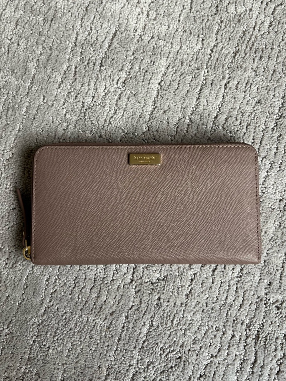 Kate Spade Zip-Around Wallet in Mauve Taupe with Gold Hardware